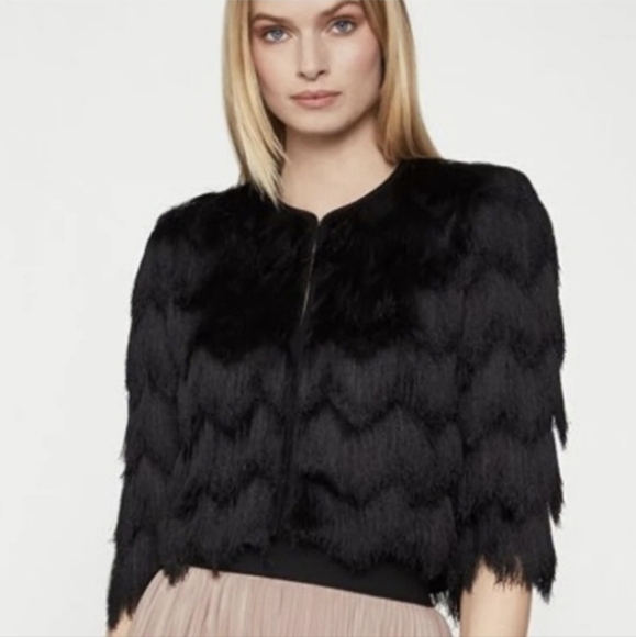 BCBGMaxAzria Sweaters - Bcbgmaxazria Jaxon Black Fringe Jacket Size XS